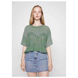 Free People Fall In love Green T-shirt Top M